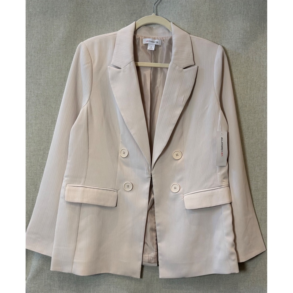 NWT Liz Claiborne Womens Double Breasted Textured Blazer Size 8 NWT